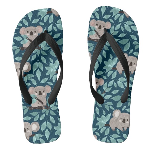 Chanclas de oso koala azul verdoso (Plantilla)