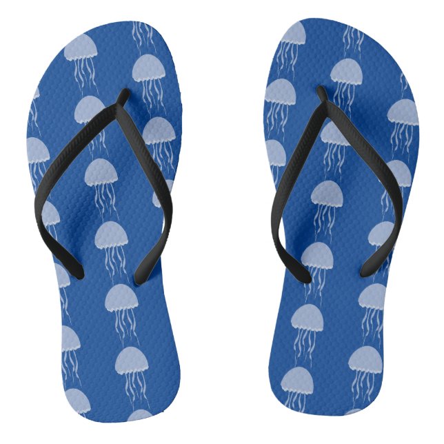 Chanclas de patrón azul con medusas de playa (Plantilla)