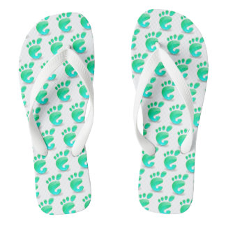 Chanclas de playa con estampado de huella verde