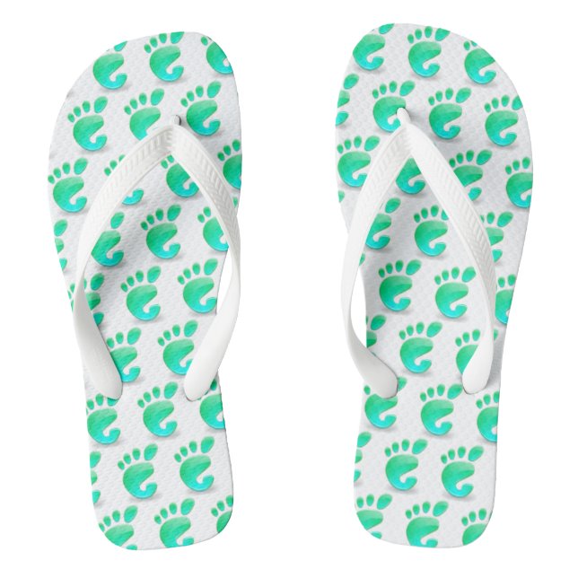 Chanclas de playa con estampado de huella verde (Plantilla)