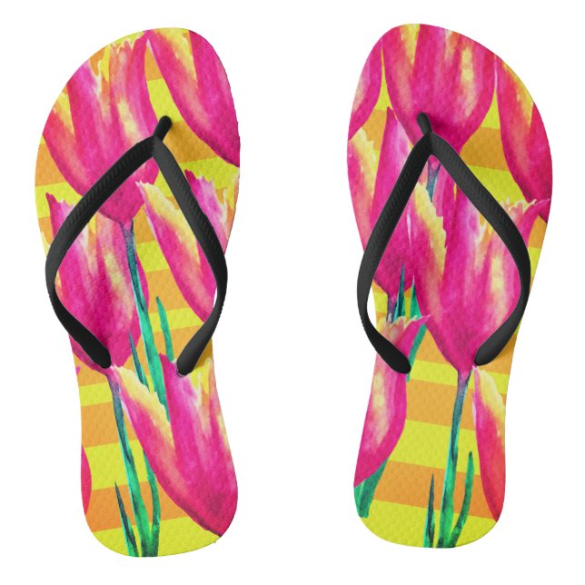 Chanclas de rayas de tulipanes (Plantilla)