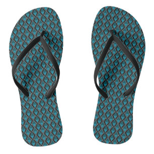 Chanclas deco de arte de patrón geométrico azul negro