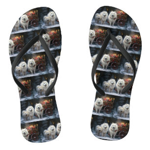 Chanclas Decoración de los Navidades Samoyed Snowy Sleigh