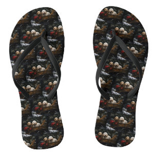 Chanclas Decoración de Navidad de trineo nevado con Cockapo