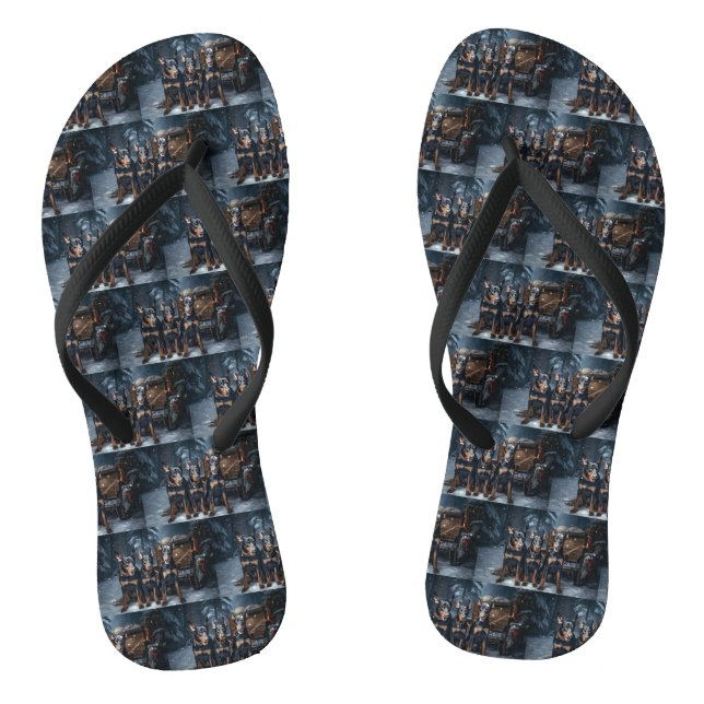 Chanclas Decoración de Navidad de Trineo Nevado Doberman (Plantilla)