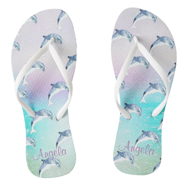 Chanclas Delfines Adorables, Pintar Stroke Personalizado (Plantilla)