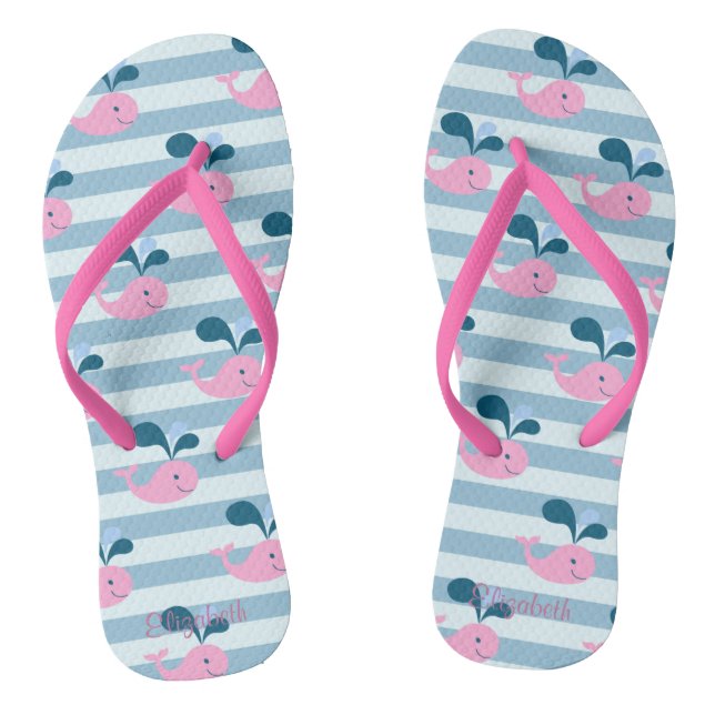 Chanclas Delfines de dibujos animados, rayas azul claro-Per (Plantilla)