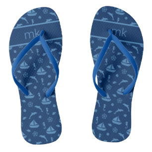 Chanclas Delfines y barcos Monogramados Flip Flops