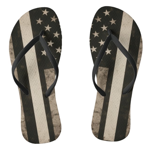 Chanclas Delgada Línea Blanca Bandera Americana Flip Flops (Plantilla)