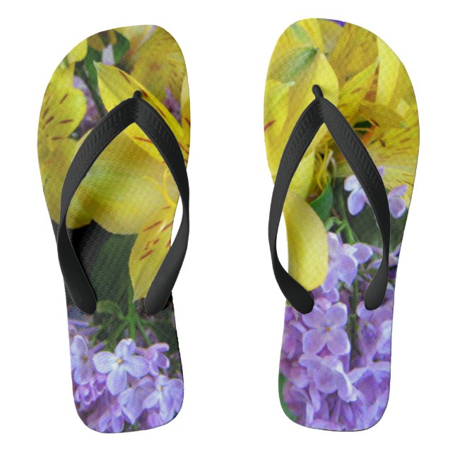 Chanclas Deportes amarillos y flores moradas de lino (Plantilla)