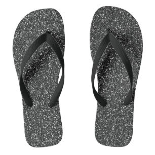 Chanclas Destello de Brillo Negro Glam
