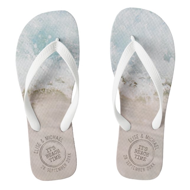 Chanclas Destino de bodas de playa personalizado (Plantilla)