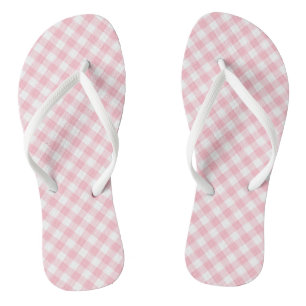 Chanclas Diagonal de Gingham de tamaño medio rosa y blanco
