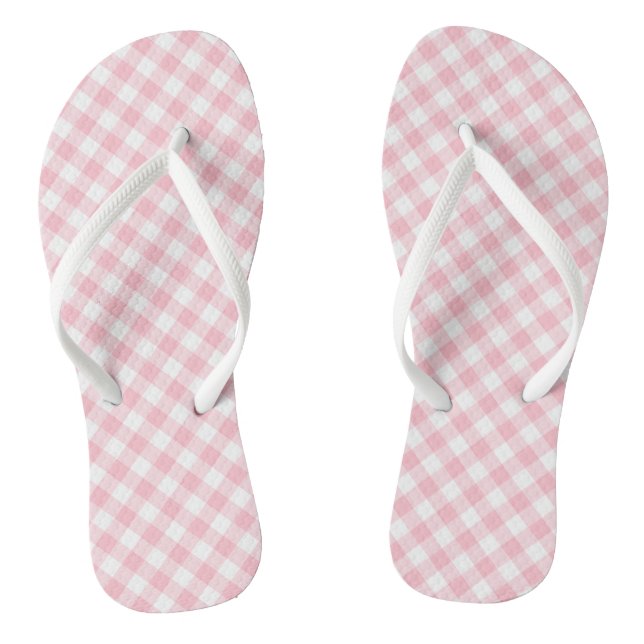 Chanclas Diagonal de Gingham de tamaño medio rosa y blanco (Plantilla)