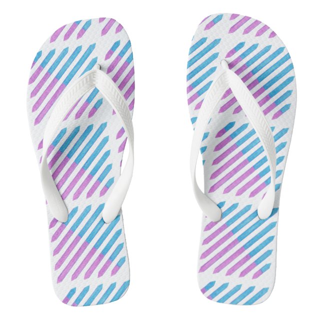 Chanclas Diagonal Dos franjas Tonadas Flip Flops Azul Púrpu (Plantilla)