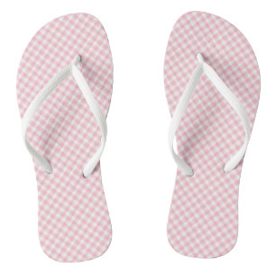Chanclas Diagonal Gingham de tamaño pequeño rosa y blanco