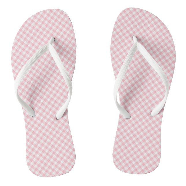 Chanclas Diagonal Gingham de tamaño pequeño rosa y blanco (Plantilla)