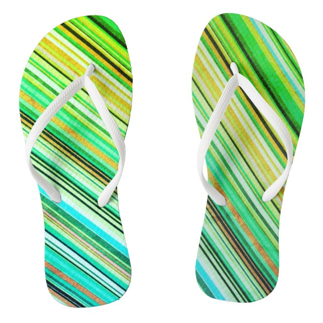 Chanclas Diagonal verde y azul a rayas (Plantilla)