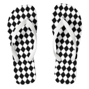 Chanclas Diamante negro y blanco con patrón Argyle