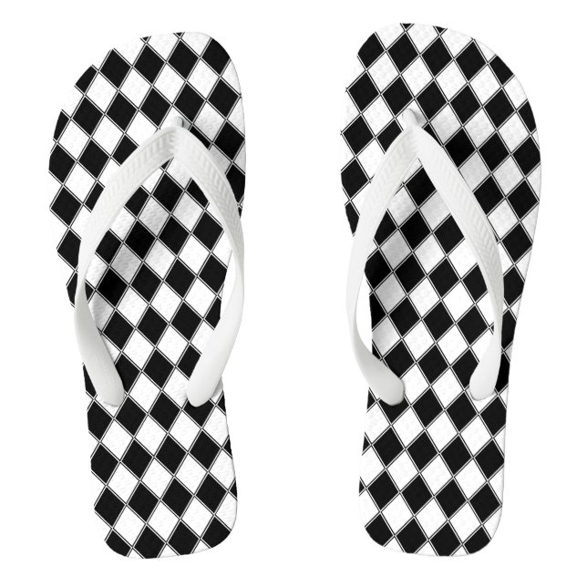 Chanclas Diamante negro y blanco con patrón Argyle (Plantilla)