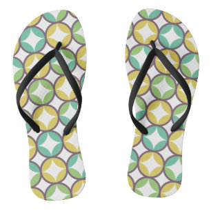 Chanclas Diamante retro en patrón circular Oro verde azul
