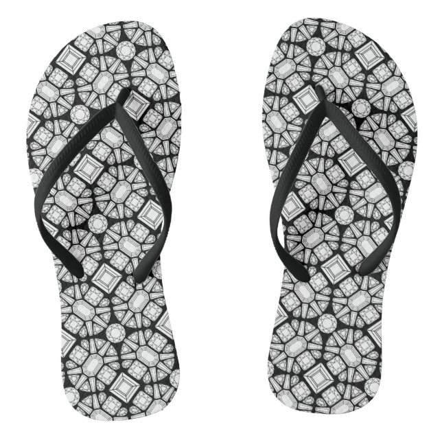 Chanclas Diamantes Flops de giro de patrón blanco y negro (Plantilla)