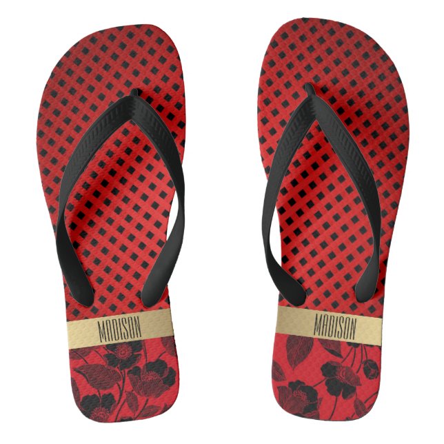Chanclas Diamantes y flores (Plantilla)