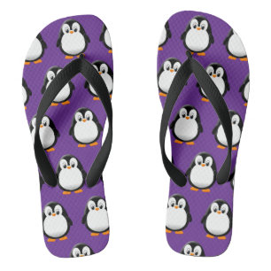 Chanclas Dibujo animado de pingüino morado lindo