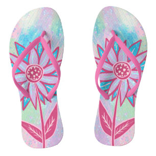 Chanclas Dibujo de Flor Pastel Adorable