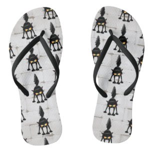 Chanclas Dibujo divertido y fiero de gato negro