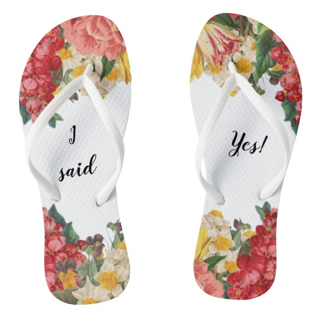 Chanclas ¡Dije que sí! Flip flops con diseño floral pintado (Plantilla)
