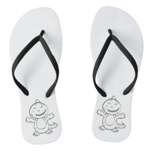 Chanclas Dinosaurio - Animal de arte esbozado en blanco y n