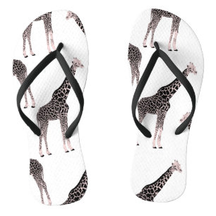 Chanclas Diseño blanco animal de jirafa rosa y negra
