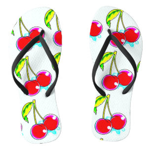 Chanclas diseño de cerezas rojas emparejadas