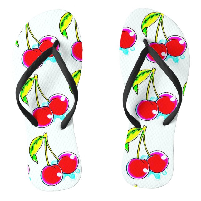 Chanclas diseño de cerezas rojas emparejadas (Plantilla)
