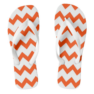 Chanclas diseño de chevron en zigzag blanco y naranja en to