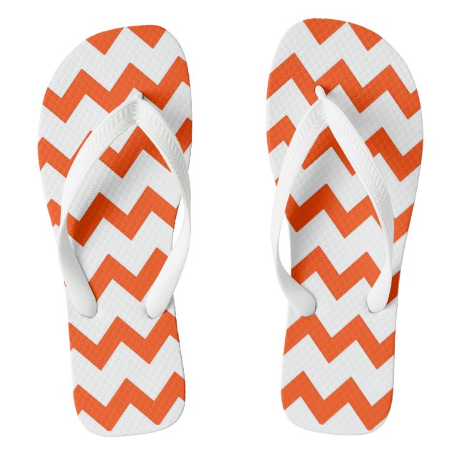 Chanclas diseño de chevron en zigzag blanco y naranja en to (Plantilla)