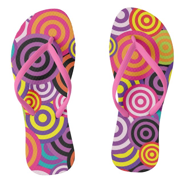 Chanclas Diseño de círculos de espirales psicodélicos retro (Plantilla)