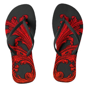 Chanclas Diseño de color rojo vintage Swirl Ombre