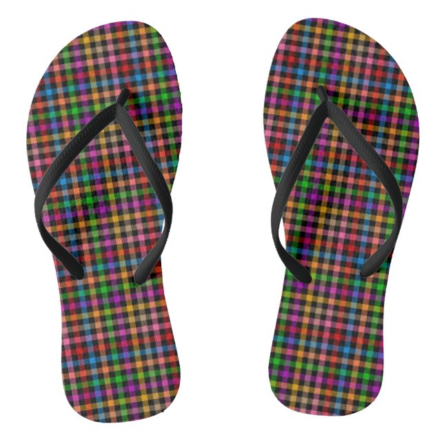 Chanclas Diseño de cuadros escoceses de gingham de arcoíris (Plantilla)
