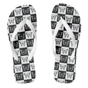 Chanclas Diseño de mariposa negra de cuello blanco