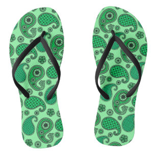 Chanclas diseño de paisley, jade y verde menta