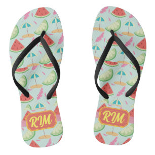 Chanclas Diseño de paraíso de limón y volante tropical de v