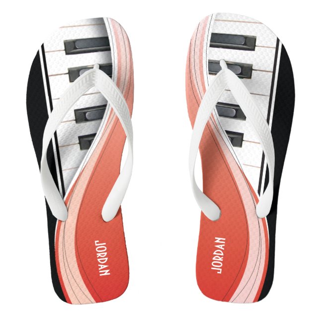 Chanclas Diseño de Piano Divertido Con Swoosh Rojo (Plantilla)