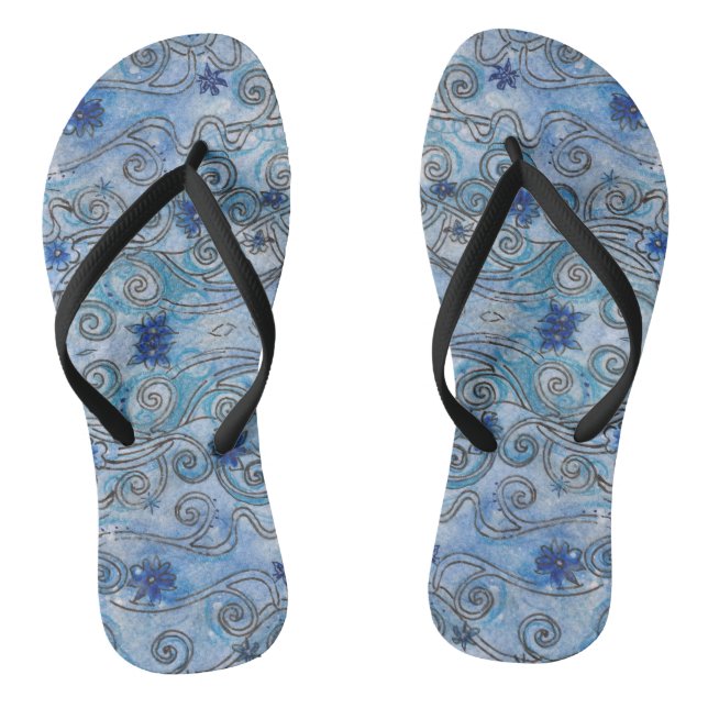 Chanclas Diseño de Sapphre Swirls en Flip Flops (Plantilla)