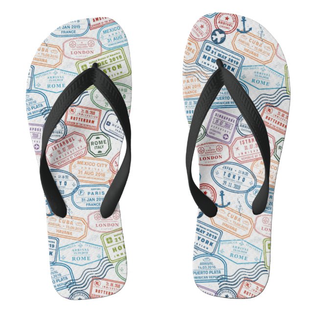 Chanclas Diseño de viajes - sellos de pasaporte (Plantilla)