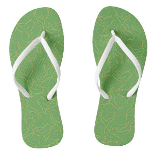 Chanclas Diseño del patrón de peces de Koi verde y dorado