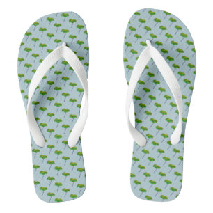 Chanclas Diseño floral de adormidera verde azul Allover