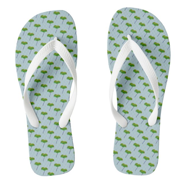 Chanclas Diseño floral de adormidera verde azul Allover (Plantilla)