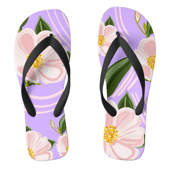Chanclas Diseño floral en lílac brillante (Plantilla)